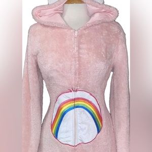 Care Bears Cheer Bear Fur Adult S Shorts Romper Hoodie Costume Pajama Halloween
